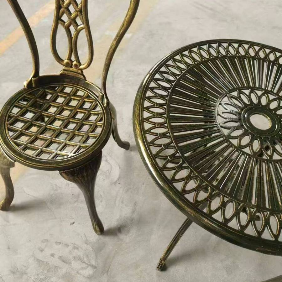 Lifespace Cast Aluminium 3pc Bistro Patio Garden Set with Curved Back (Bronze)