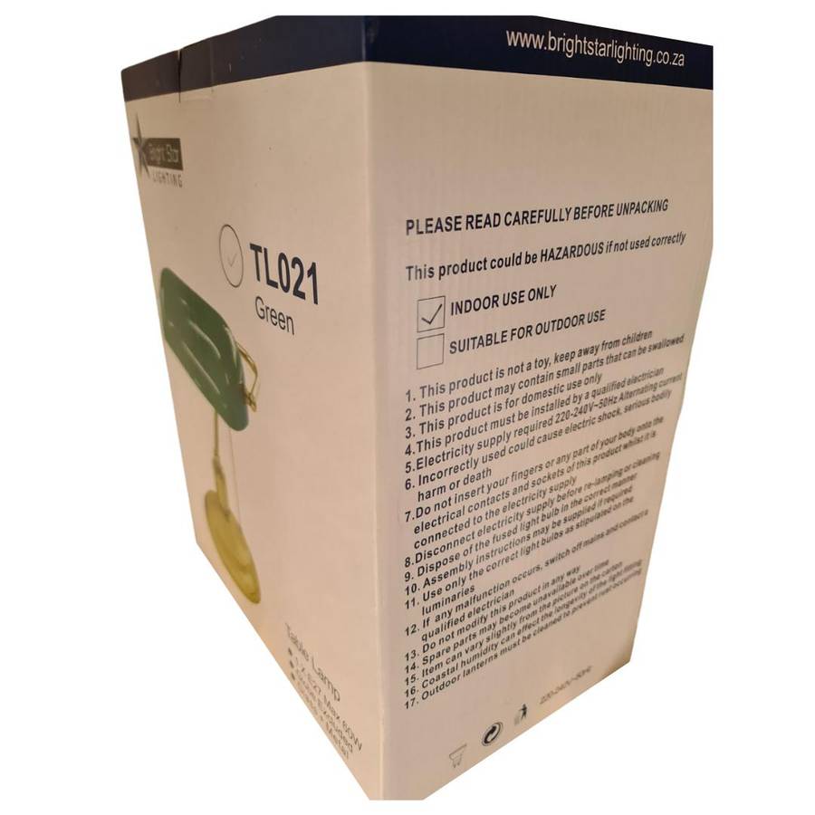 Bankers Lamp with Pull Switch - White