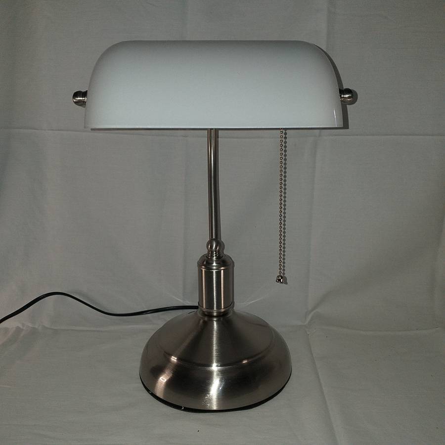 Bankers Lamp with Pull Switch - White