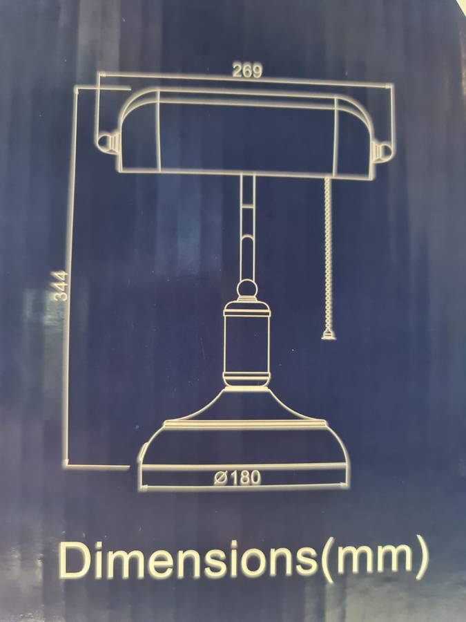 Bankers Lamp with Pull Switch - White