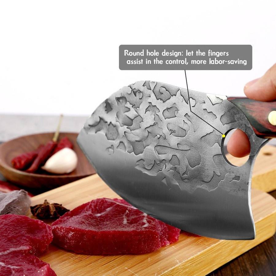 Lifespace 7" Peach Hammered Braai Cleaver with Hole