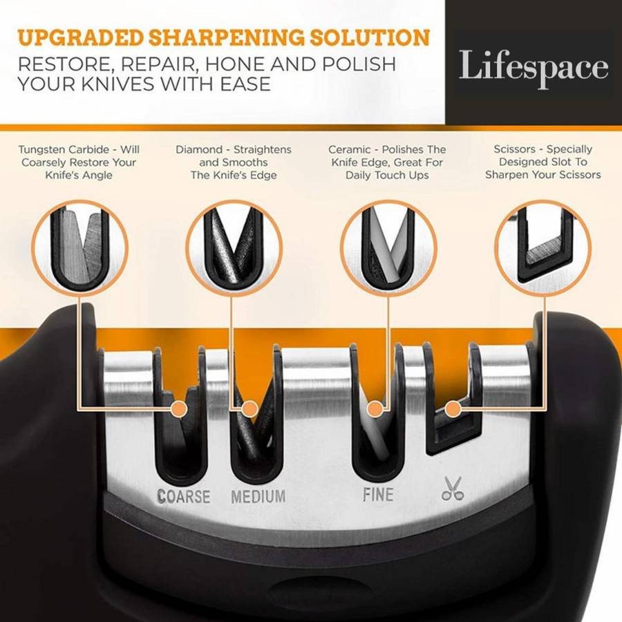 Lifespace Knife Sharpener with Cut Resistant Safety Glove