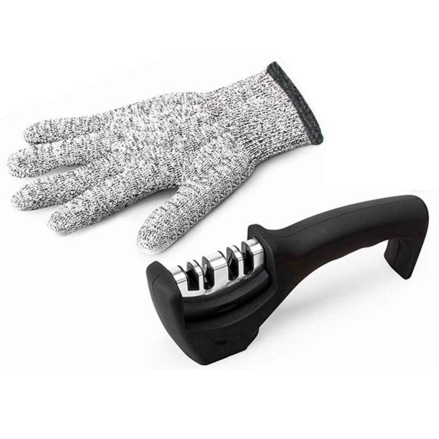 Lifespace Knife Sharpener with Cut Resistant Safety Glove