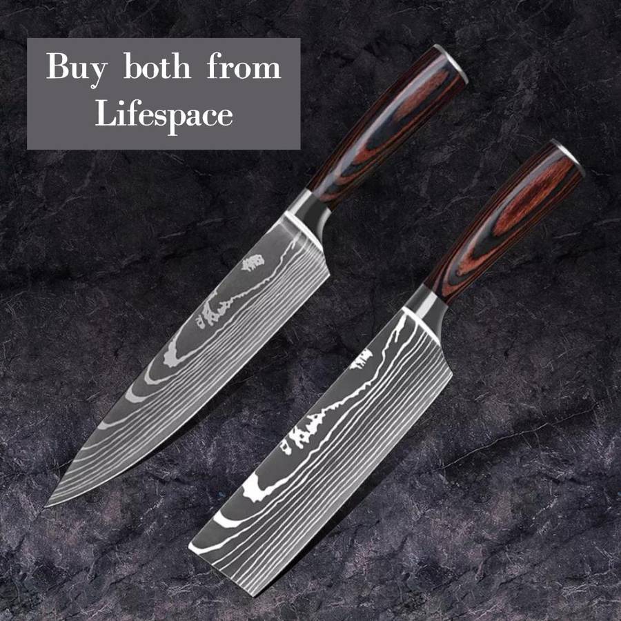 Lifespace Laser Engraved 5CR15 Kitchen Chef Knife in a Gift Box