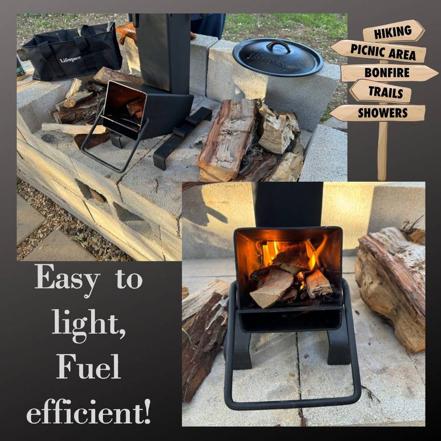 Lifespace Portable Camping Rocket Stove with FREE Storage Bag