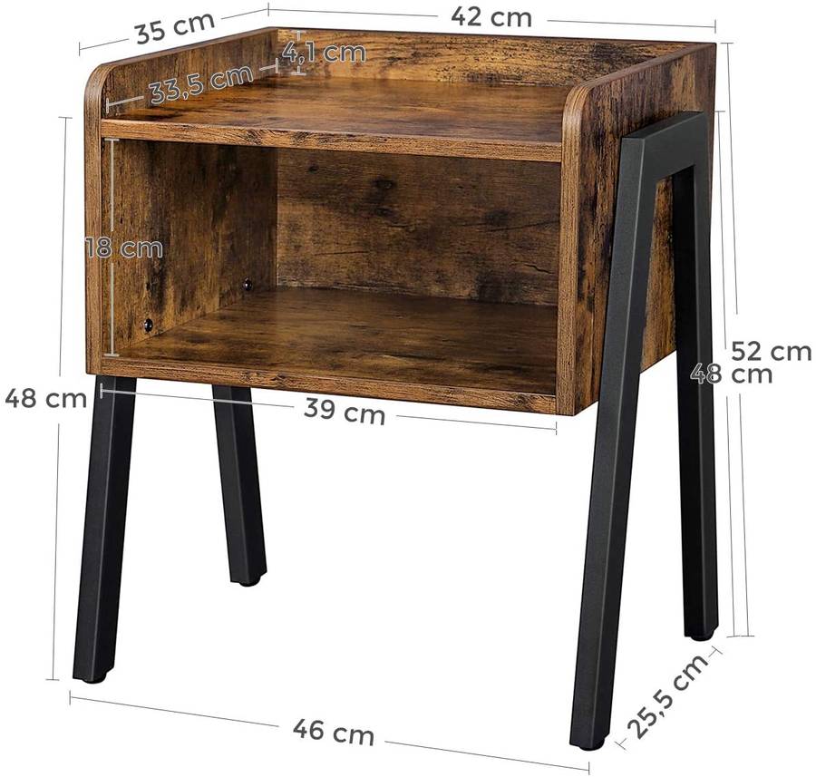Lifespace Retro Industrial Nightstand Stackable Side Table / Night Stand