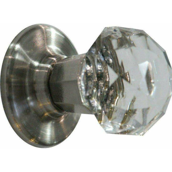 Crystal knob with brushed chrome base - 50MM