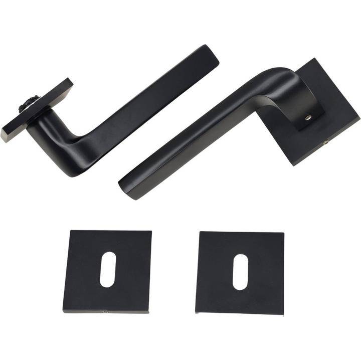 Modern Matt Black Lever Handle on Square Rose