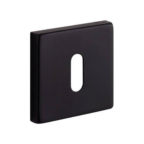 Tupai Modern Square Lever Door Handle on Square Rose in Matt Black