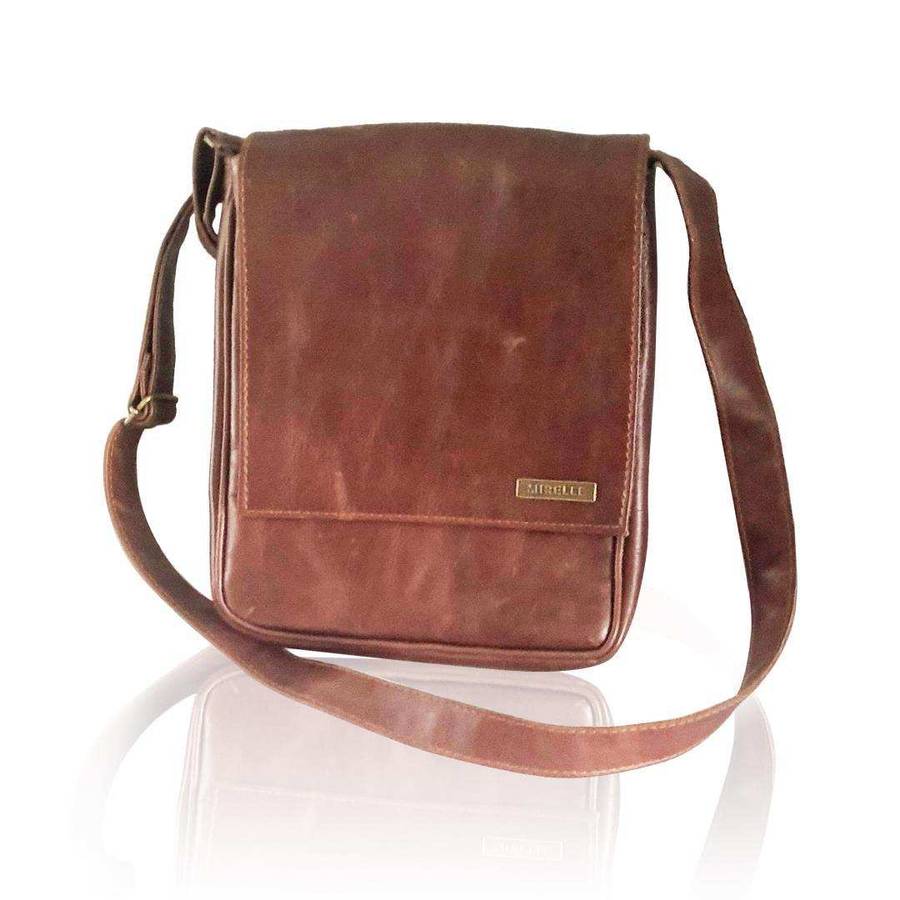 MIRELLE Genuine Leather Tablet Messenger Bag