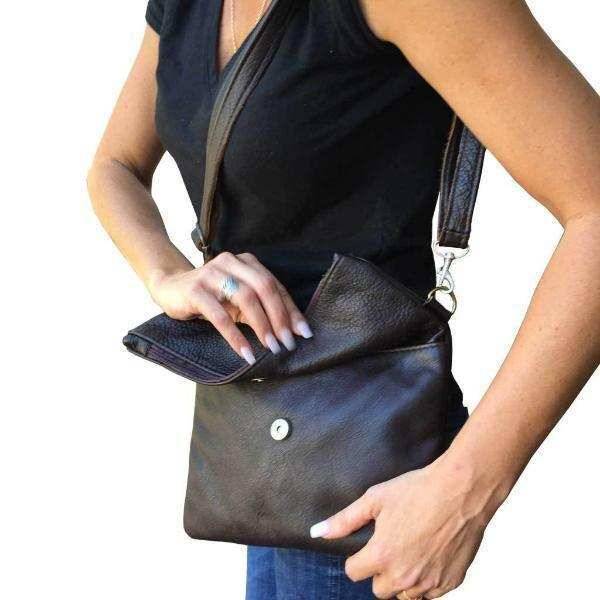 Mirelle Genuine Leather Fold Over Messenger Handbag