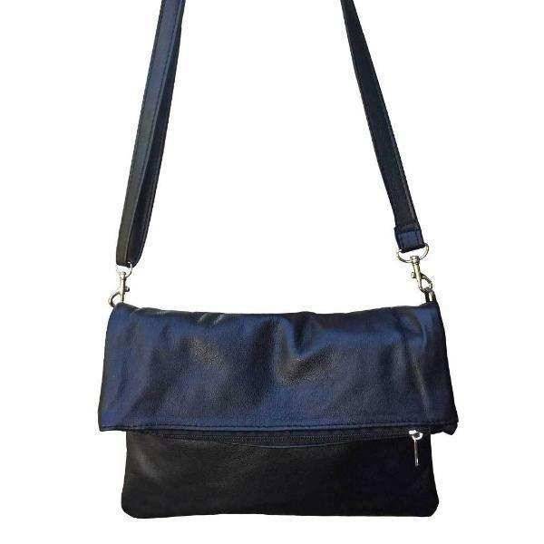 Mirelle Genuine Leather Fold Over Messenger Handbag