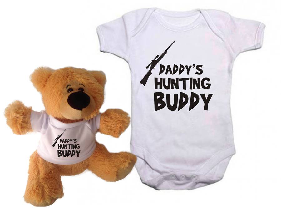 Daddy's Hunting Buddy Baby grow and teddy combo