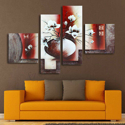 4pcs Flower Vase Prints Paintings Picture Unframed Wall Hanging Home Decor (Unframed)