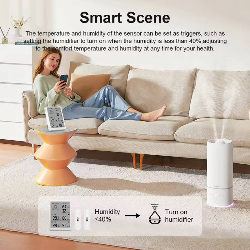 Smart Life Tuya WIFI Temperature Humidity Sensor w/ LCD Display Weather Time Date