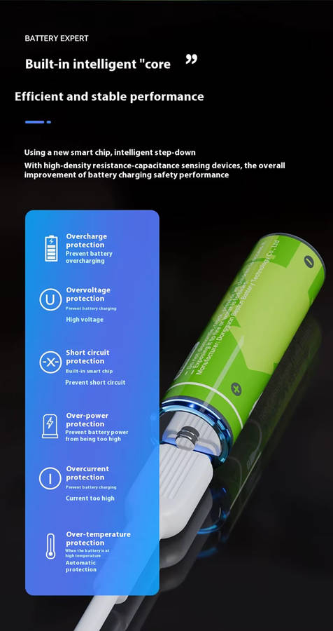 BESTON AA USB C Rechargeable Lithium-ion Battery | 14500 | 1.5V | 2000mAh | 4 Pack