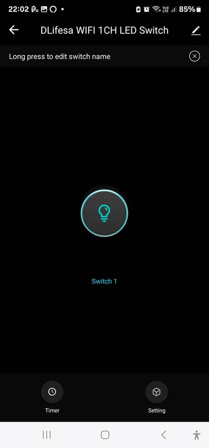 Smart Life Tuya WIFI 1CH LED Light Switch | Live & Neutral / Live & No Neutral Wire | Black