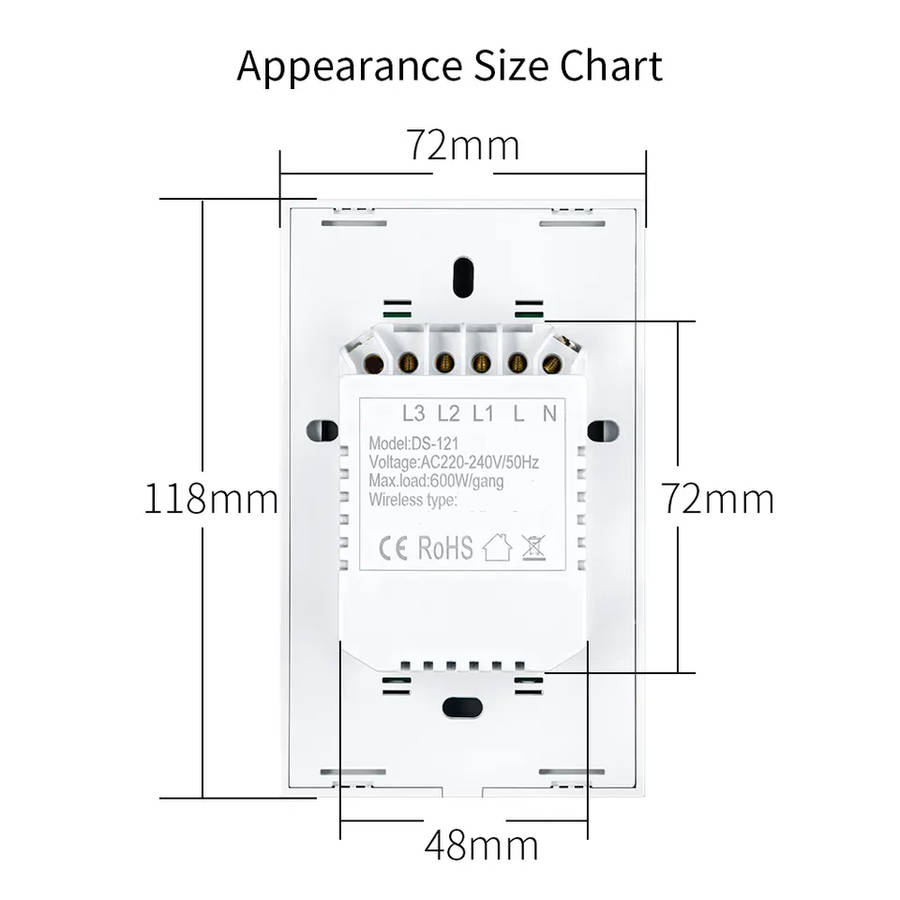Smart Life Tuya Zigbee 3CH US LED Neutral or No Neutral Smart Switch (Black)