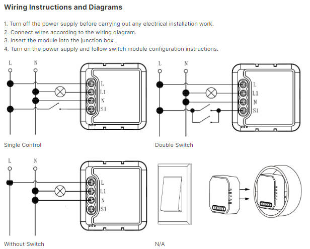 Smart Life Tuya WIFI 1CH 150W LED Light Dimmer Mini Switch
