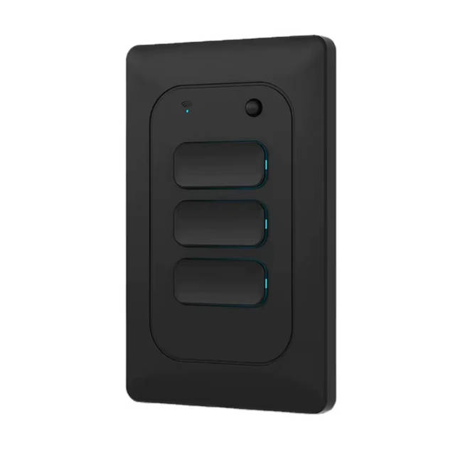 Smart Life Tuya WIFI 3CH LED Light Button Switch | Live & Neutral / Live & No Neutral Wire | Black