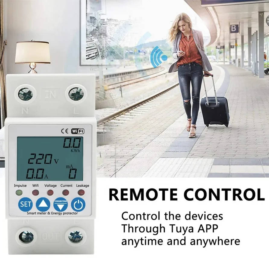 Smart Life Tuya WIFI 63A 240V Switch with Power Consumption Energy Monitoring Prepaid Meter