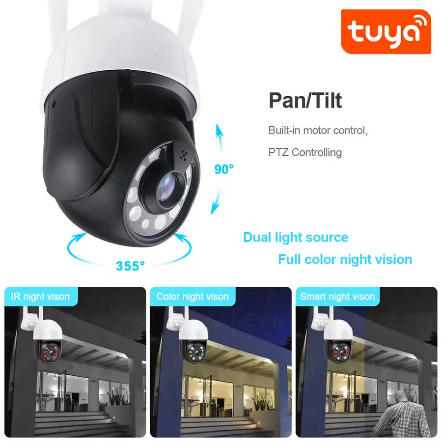 Smart Life Tuya WIFI Waterproof Outdoor 5MP HD PTZ CCTV Camera w/ 2 way audio