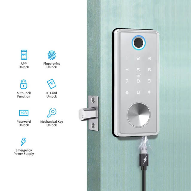 Smart Life Tuya WIFI Access Control Fingerprint Keypad Card Door Lock T1 (Silver)