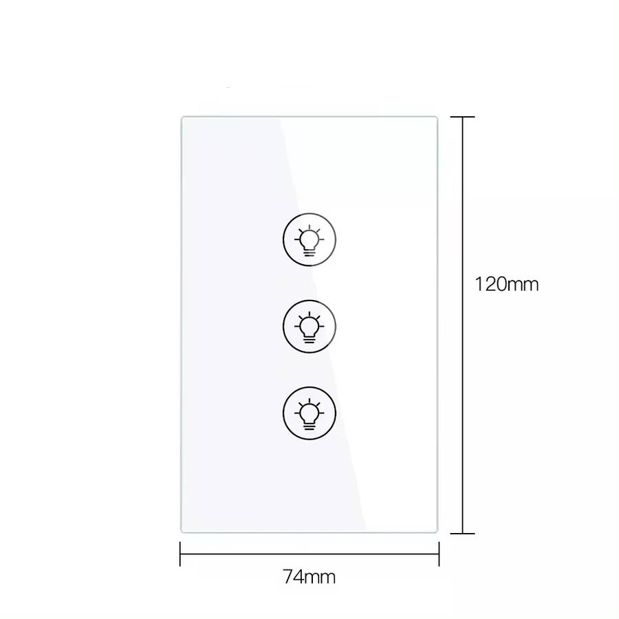 Smart Life Tuya WIFI 3CH Dimmer Light Switch | Live & Neutral Wire | White