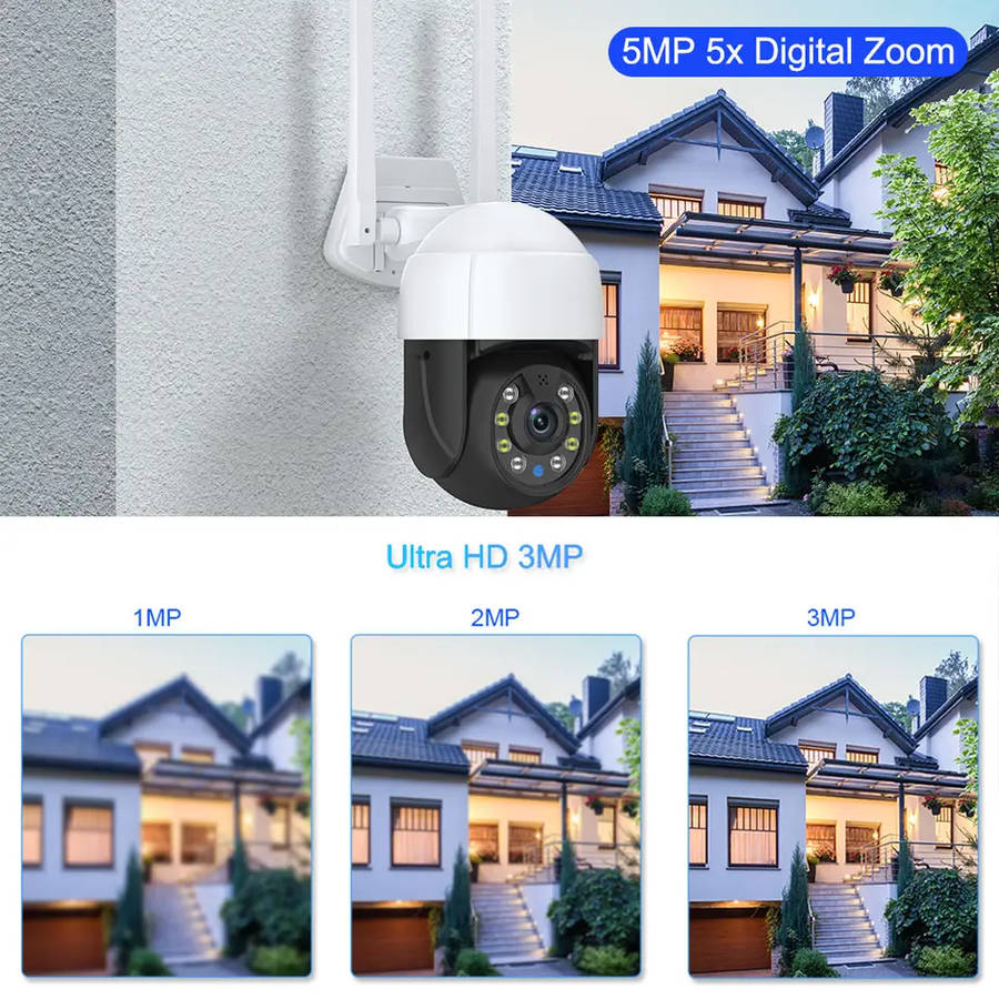 Smart Life Tuya WIFI Waterproof Outdoor 5MP HD PTZ CCTV Camera w/ 2 way audio
