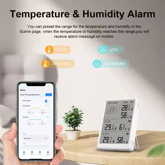 Smart Life Tuya WIFI Temperature Humidity Sensor w/ LCD Display Weather Time Date