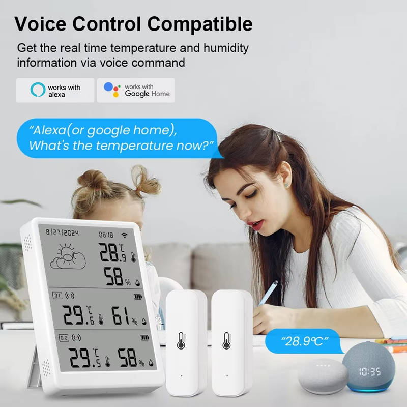 Smart Life Tuya WIFI Temperature Humidity Sensor w/ LCD Display Weather Time Date