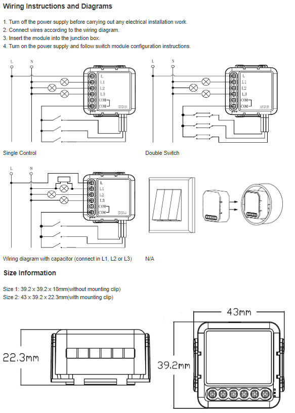 Smart Life Tuya Zigbee 3CH 10-100W LED Light No Neutral Mini Switch