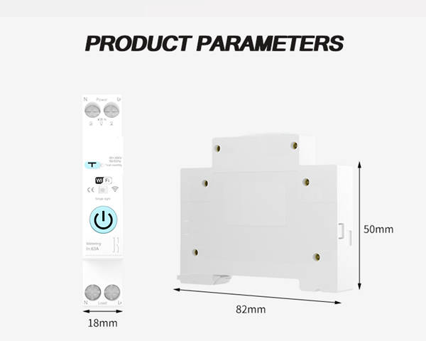 Smart Life Tuya WIFI 1P w/ Neutral & Leakage | 240V 63A 13800W 13.8KW w/ Power Monitor