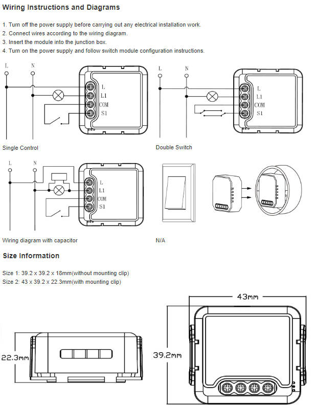Smart Life Tuya Zigbee 1CH 10-100W LED Light No Neutral Mini Switch
