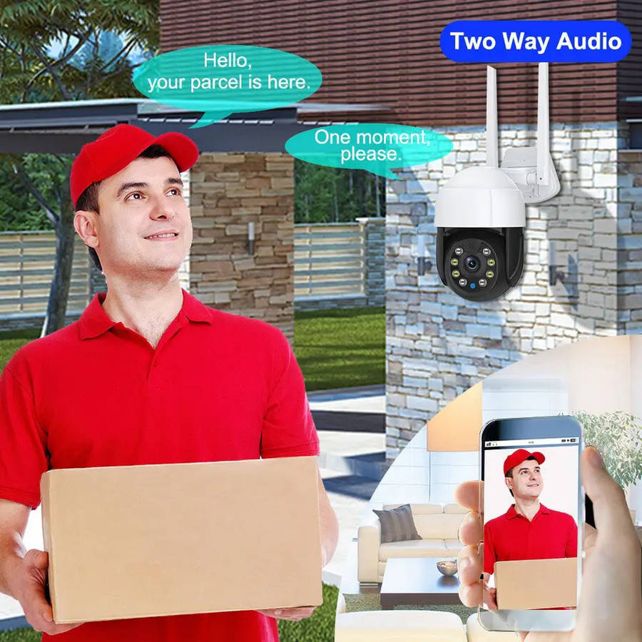 Smart Life Tuya WIFI Waterproof Outdoor 5MP HD PTZ CCTV Camera w/ 2 way audio