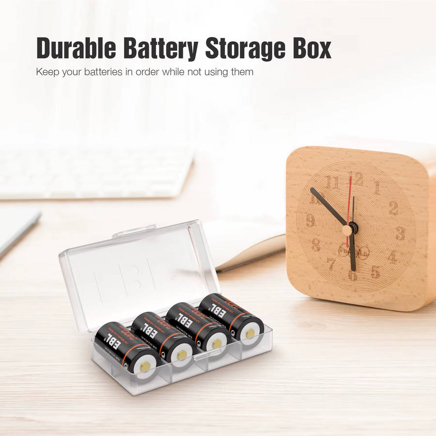 EBL CR123A Micro USB Rechargeable Lithium-ion Battery | 16340 | 3V | 800mAh | 4 Pack