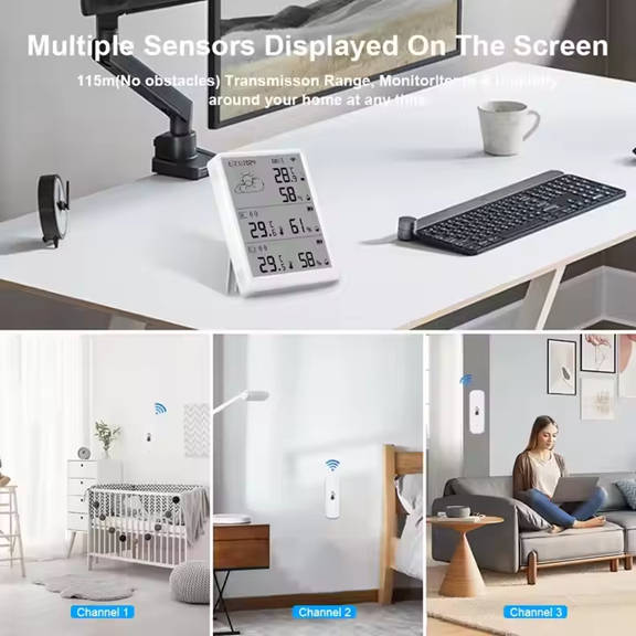 Smart Life Tuya WIFI Temperature Humidity Sensor w/ LCD Display Weather Time Date