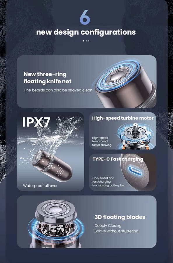 Portable Waterproof Electric Shaver Mini Razor for Wet & Dry Use | 5V Rechargeable