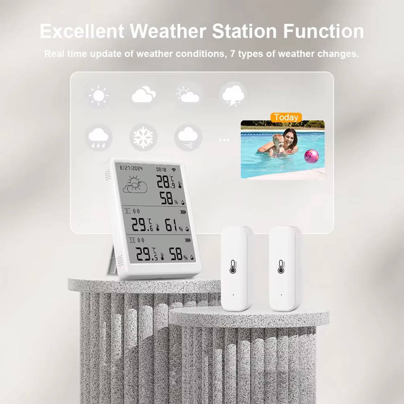 Smart Life Tuya WIFI Temperature Humidity Sensor w/ LCD Display Weather Time Date