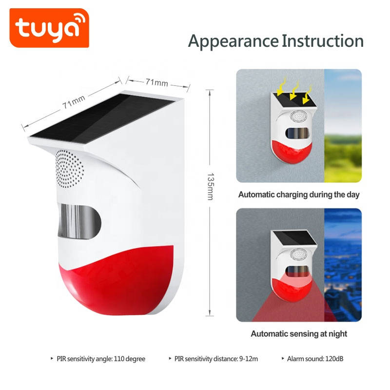 WIFI Control Smart Life Tuya Wireless Outdoor Wall Mounted PIR Motion Sensor Alarm