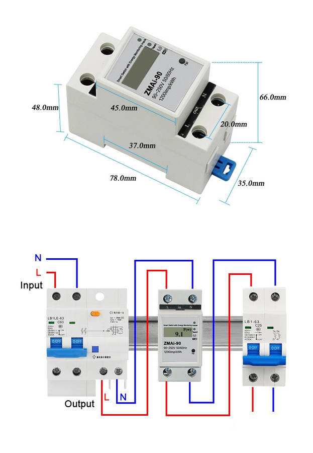 WIFI Control Smart Life Tuya Switch with Power Consumption Energy Monitoring Meter