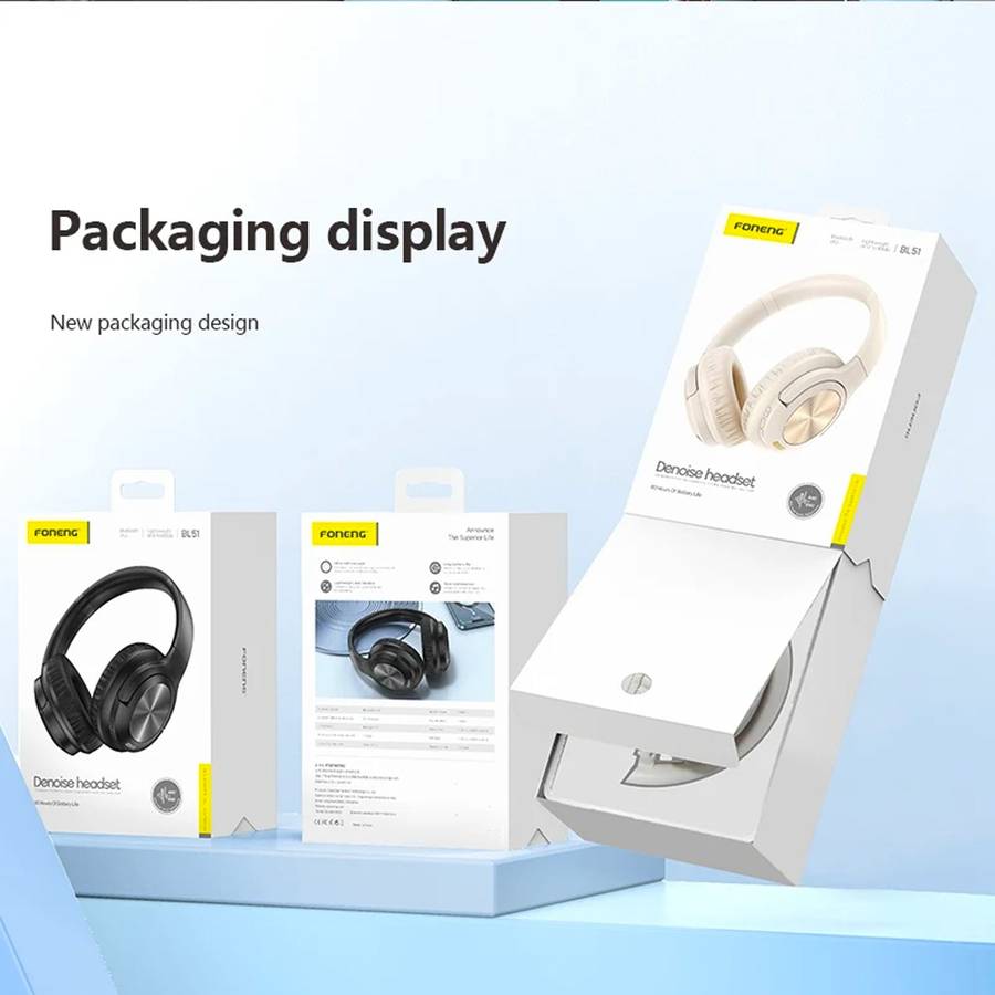 Wireless Headset ( BL 51 ) ANC+ENC Noise Canceling Bluetooth v5.3 High Quality Headphone - BIEGE