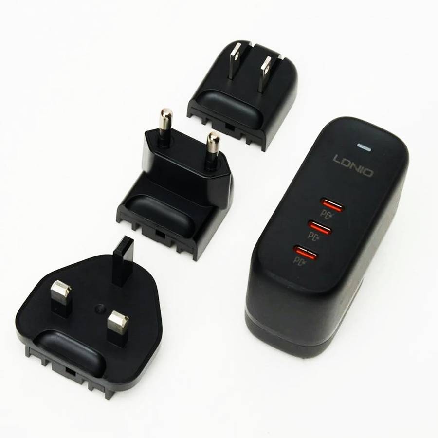 LDNIO 65W GaN Fast Charger with International Plugs & 3 USB-C Ports