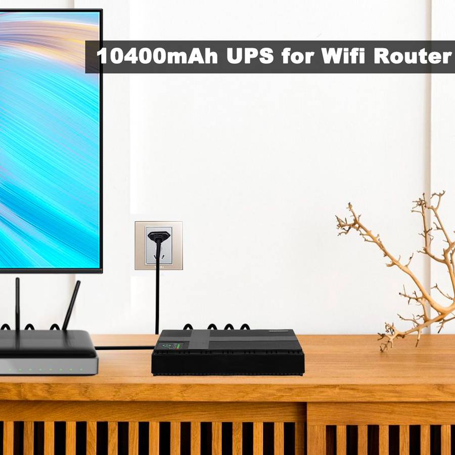 Mini DC UPS Multifunctional Portable Power Backup 10400mah for Wifi Router - Black