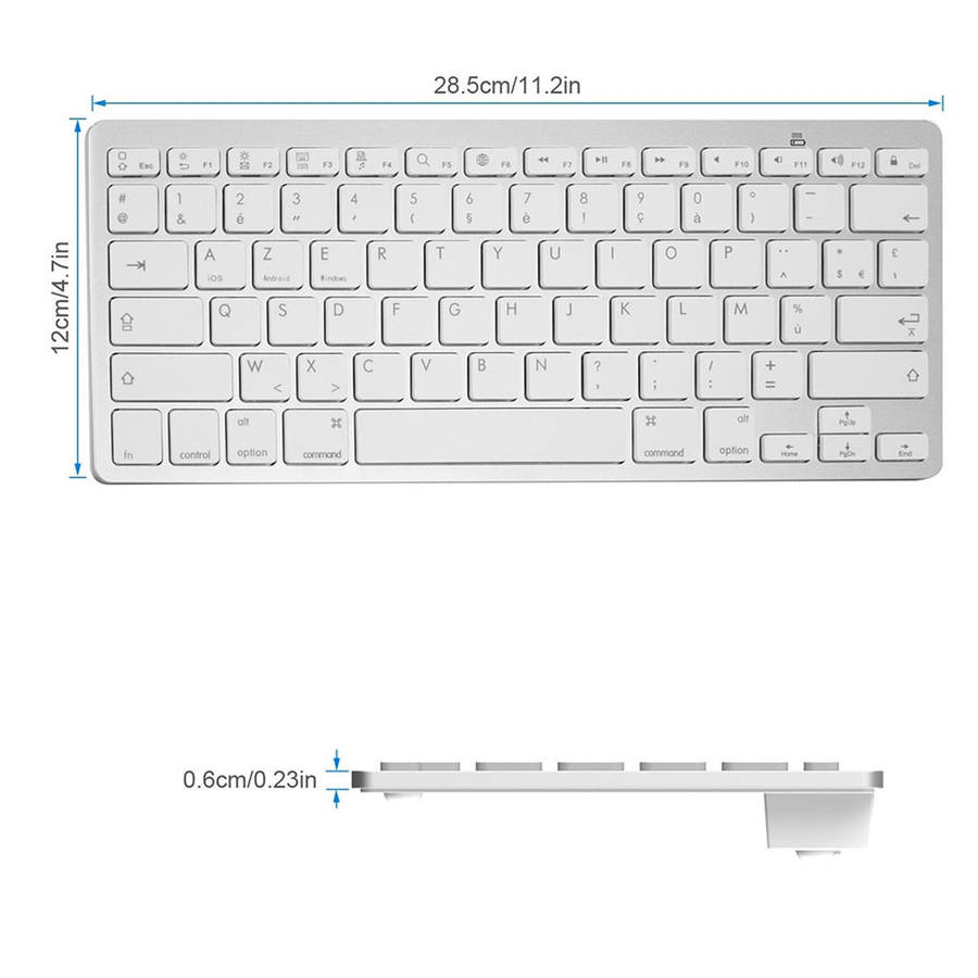 Ultra Slim Design KB450 Bluetooth Wireless Keyboard - Silver & White