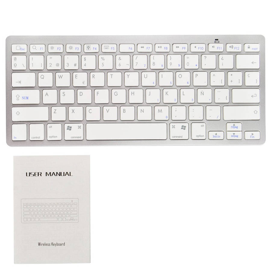 Ultra Slim Design KB450 Bluetooth Wireless Keyboard - Silver & White