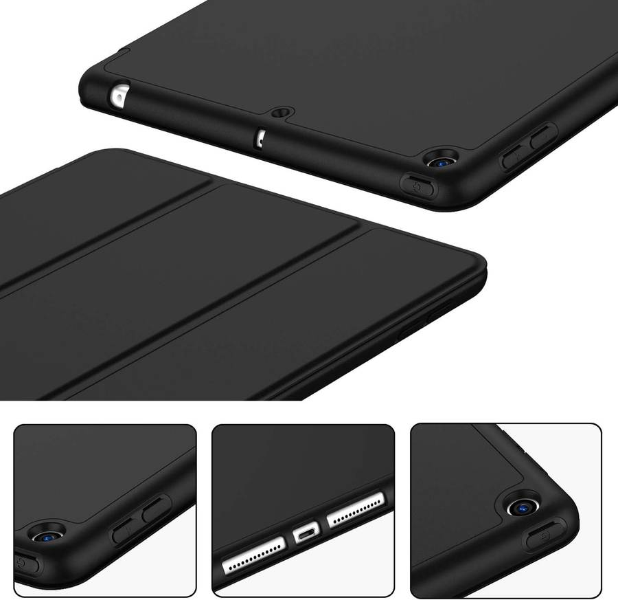 Smart Flip Protective Cover With Pencil Holder for Apple iPad 10.2 inch Case - Black