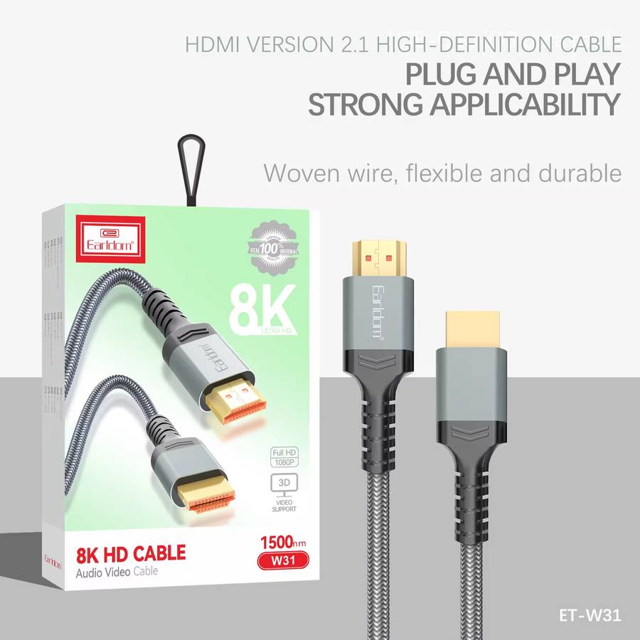 EARLDOM High Speed Full HD 1080P 8K HDMI Cable Audio Video cable 3 Meter
