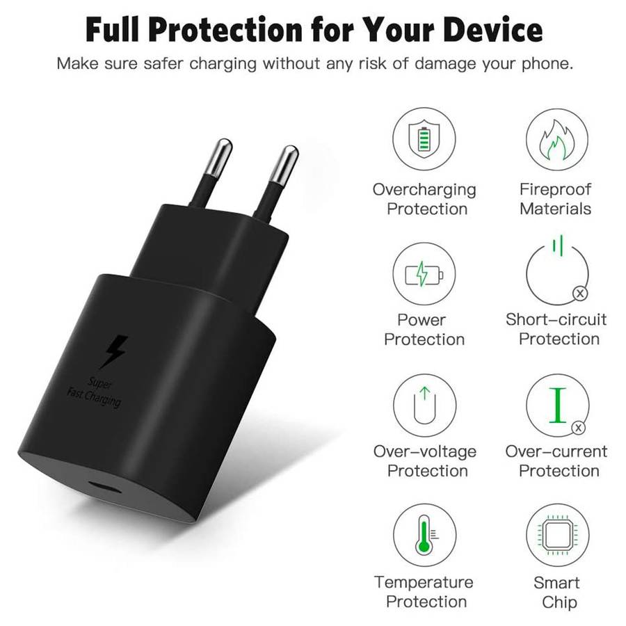 Type-C 45W PD Fast Charging Adapter Black for Samsung