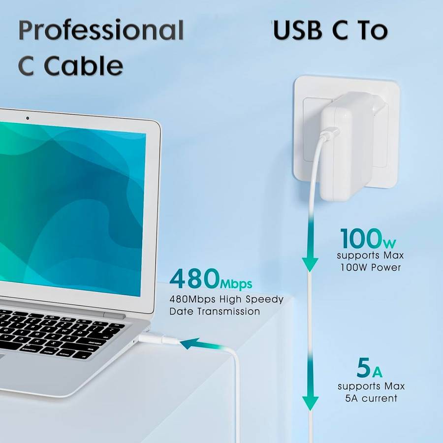 High-Power 87W MacBook Charger with Type-C Cable: Fast and Reliable Charging Solution